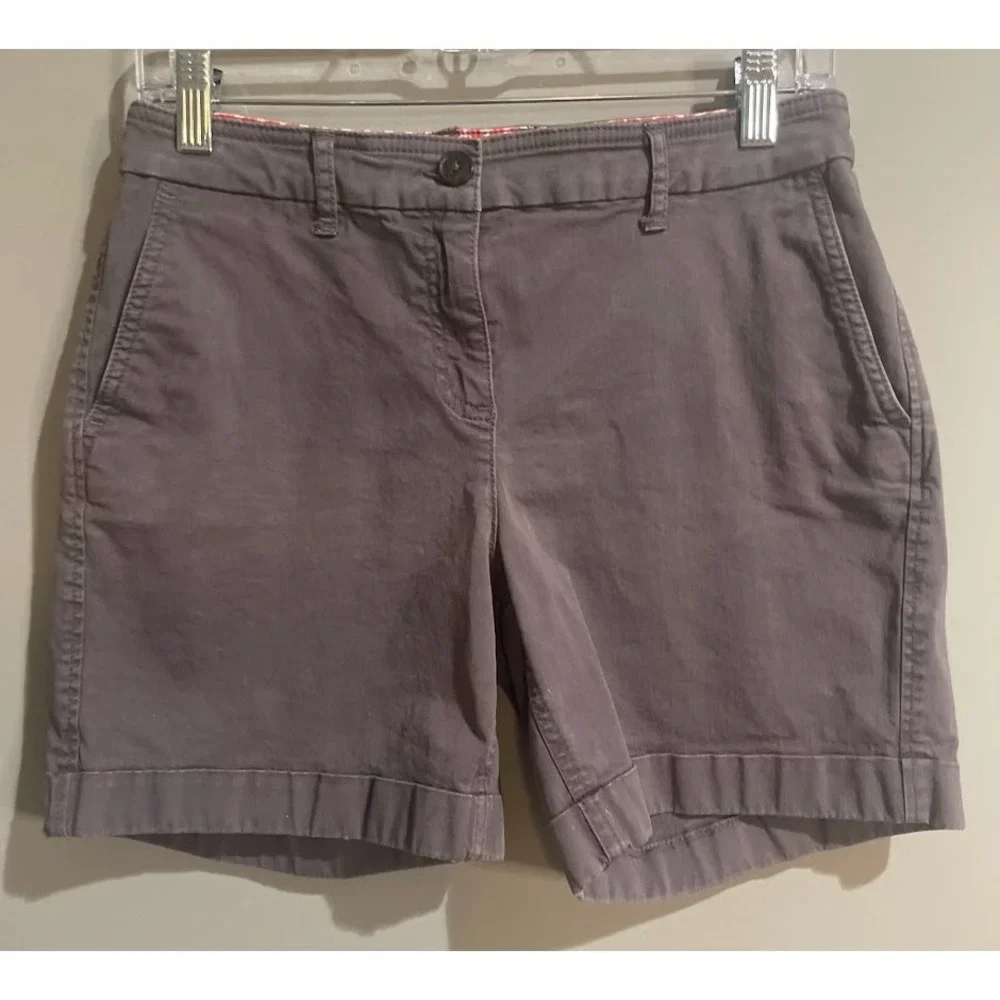 Boden Chino Shorts Womens 6 Grey Excellent‎ Cotton Stretch Mid Rise Pockets